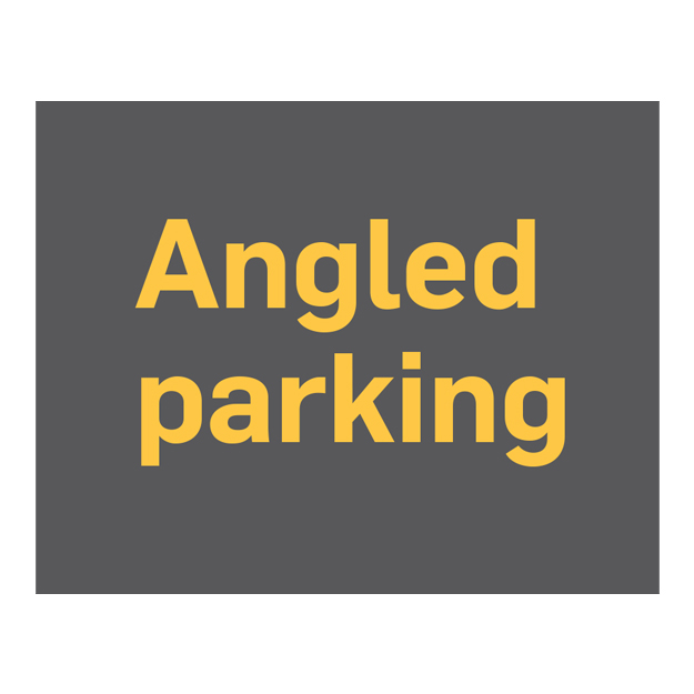 text sign angled parking sign - Orange