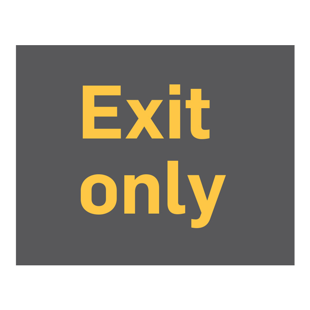 text sign exit only orange