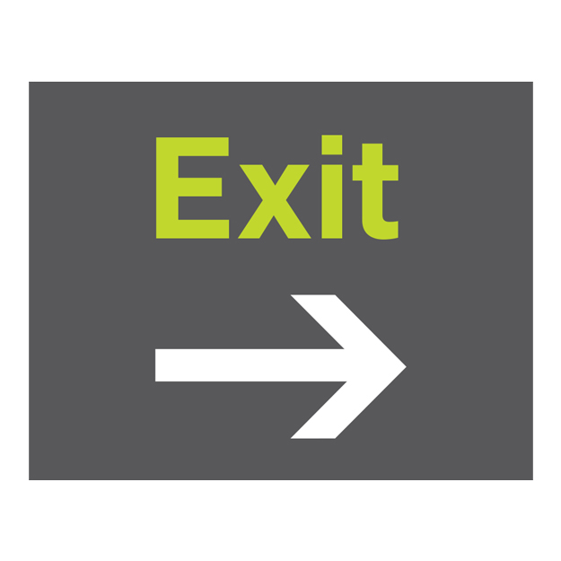 text sign exit right -green