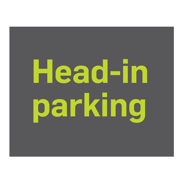 text sign head in parking green