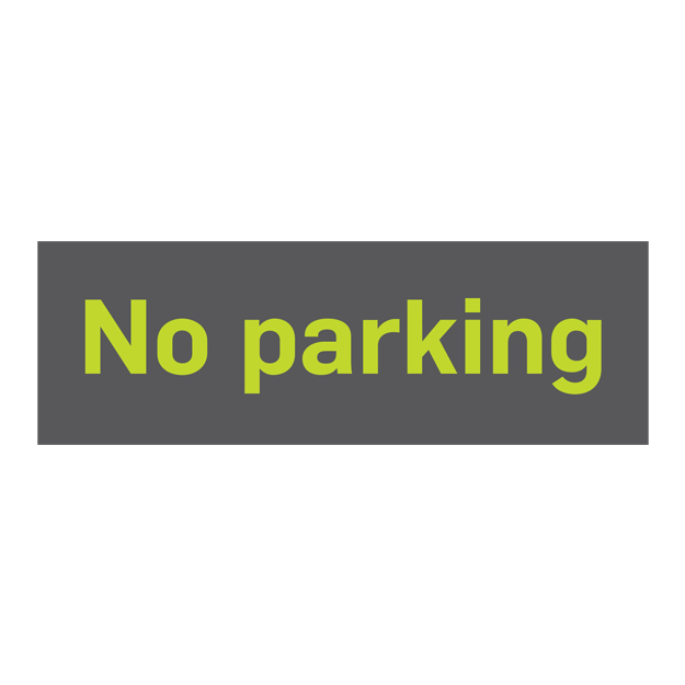 text sign no parking green