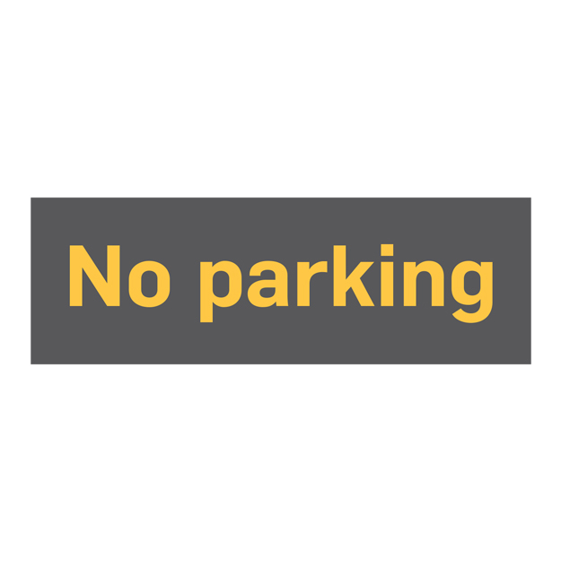 text sign no parking orange