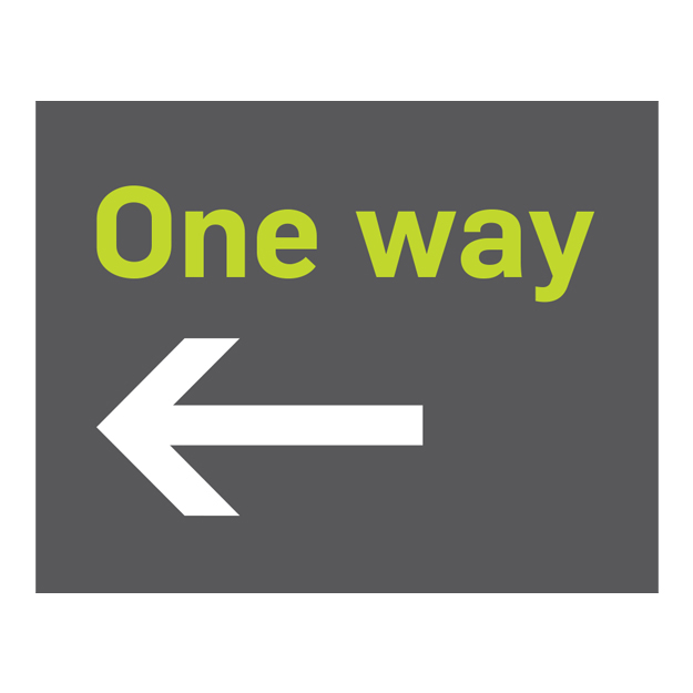 text sign one way left- green