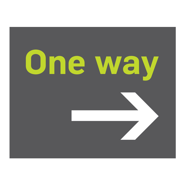 text sign one way right -green