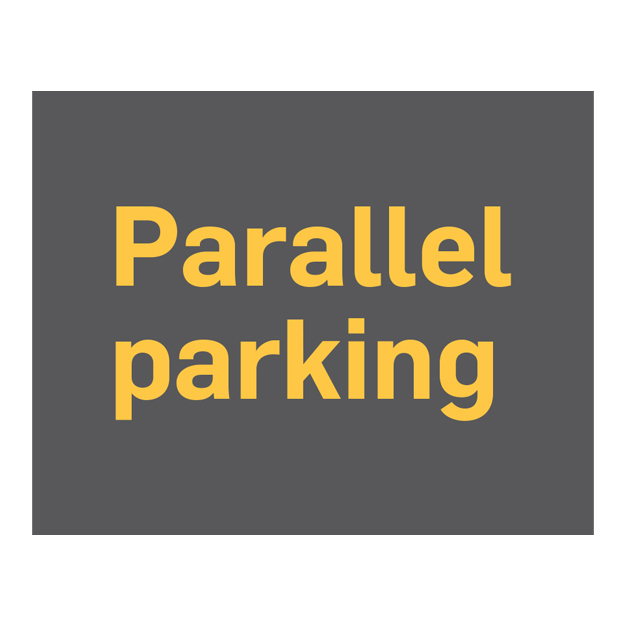 text sign parallel parking -orange