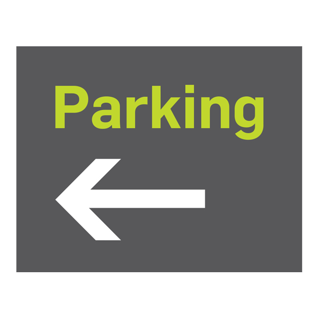 text sign parking left -green