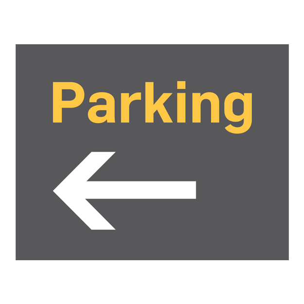 text sign parking left -orange