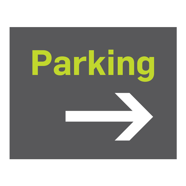 text sign parking right -green