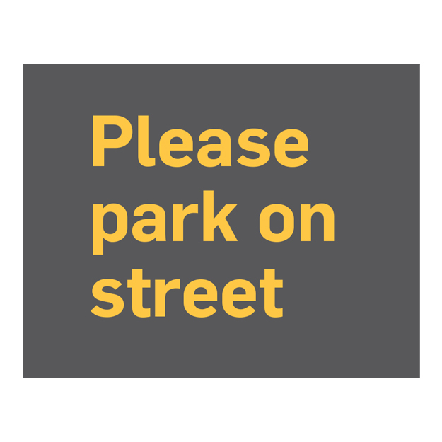 text sign please park on street -orange