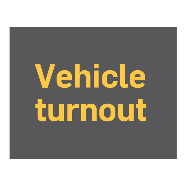 text sign vehicle turnout -orange